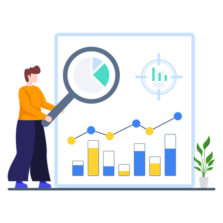 Diseñador de productos realizando investigación de productos.  Ilustración