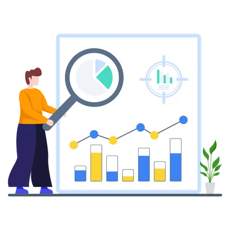 Diseñador de productos realizando investigación de productos.  Ilustración