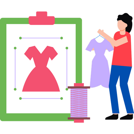 Diseñadora de moda femenina diseñando ropa  Ilustración