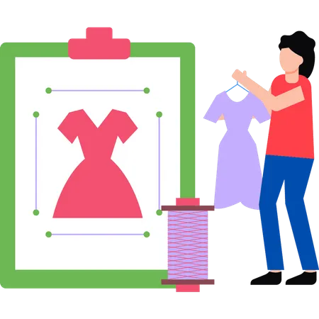 Diseñadora de moda femenina diseñando ropa  Ilustración