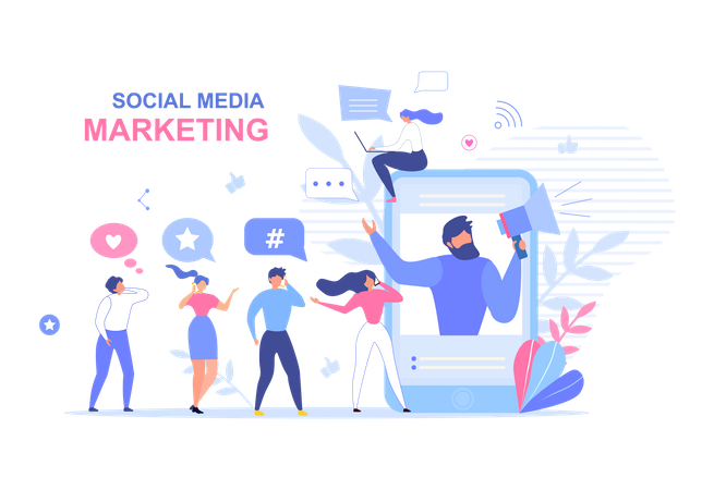 Diseño de página de destino para marketing en redes sociales  Ilustración