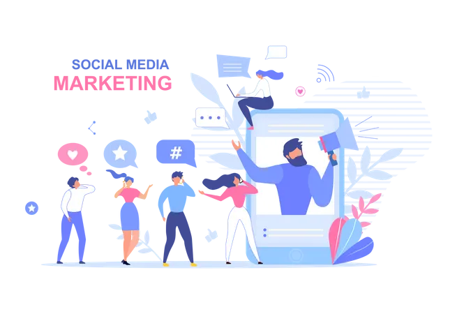 Diseño de página de destino para marketing en redes sociales  Ilustración