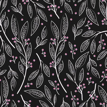 Diseño de patrones sin fisuras con flores dibujadas a mano y elementos florales  Ilustración