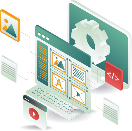 Diseño de datos digitales, proceso informático  Ilustración