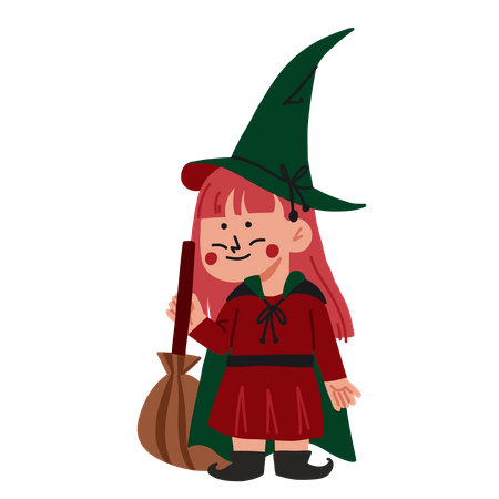 Disfraz de bruja para niños de Halloween  Ilustración