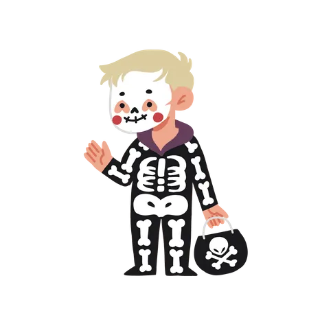 Disfraz de esqueleto para niños de Halloween  Ilustración