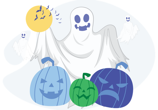 Disfraz de fantasma de calabaza de Halloween  Ilustración