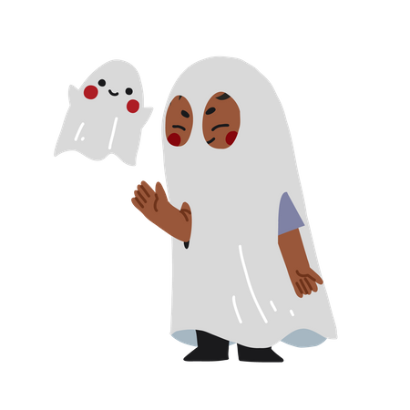 Disfraz de fantasma para niños de Halloween  Ilustración