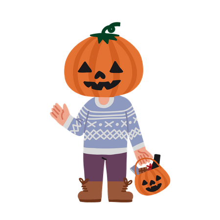 Disfraz de Jack-O-lantern para niños de Halloween  Ilustración