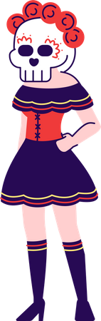 Chica vestida con disfraz de calavera de azúcar  Ilustración