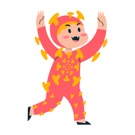 Disfraz de niños con virus  Ilustración