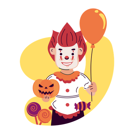 Disfraz de payaso para fiesta de Halloween  Ilustración