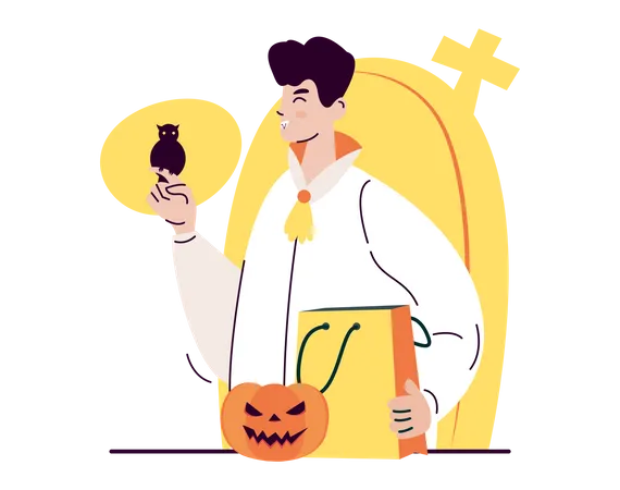 Disfraz de vampiro para fiesta de Halloween  Ilustración