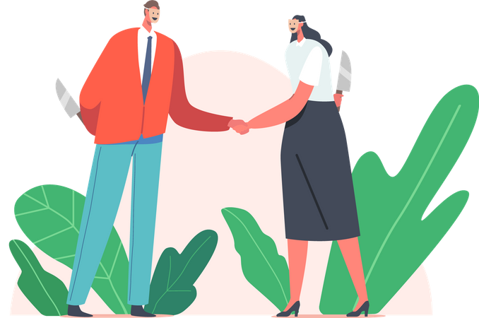 Disfraz entre socios comerciales.  Ilustración