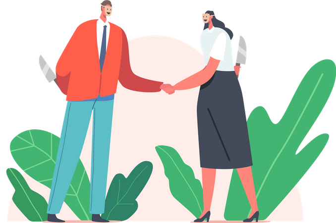 Disguise between business partners Illustration