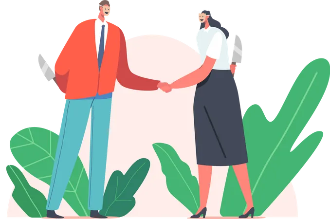 Disguise between business partners Illustration