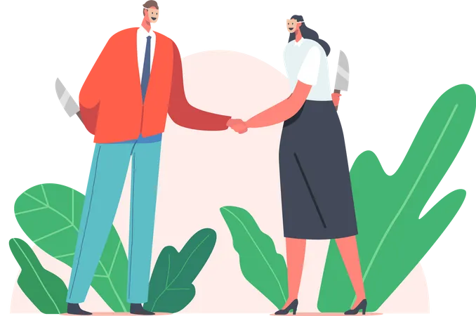 Disguise between business partners  Illustration