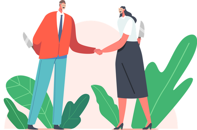 Disguise between business partners  イラスト