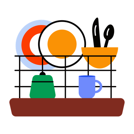 Dish Rack  Illustration