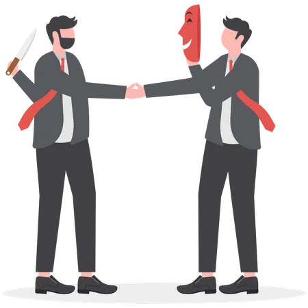 Hidden Threat Ready To Stab Behind Concept Dishonesty Partnership Or Fake Agreement Illustration