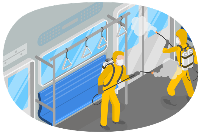 Disinfection Public Transport and Infection Spread Prevention  Illustration