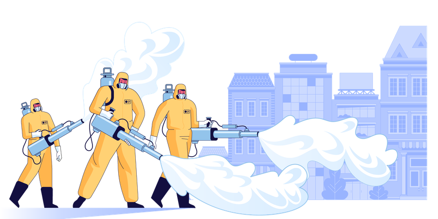 Disinfection workers in Coronavirus Disinfection Suit  Illustration