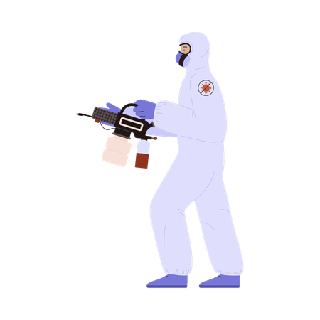 Disinfector spraying antibacterial detergents  Illustration