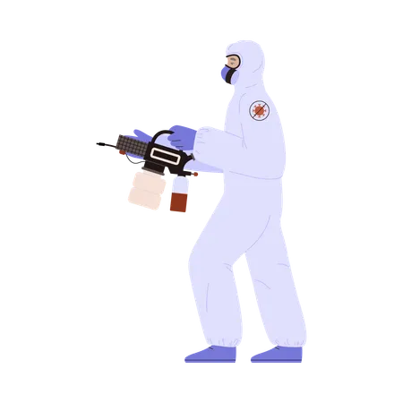 Disinfector spraying antibacterial detergents  Illustration