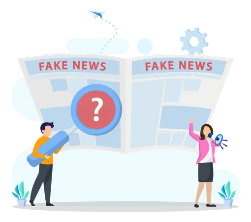 Fake News Concept False Information Broadcasting Press Newspaper Journalists Editors イラスト