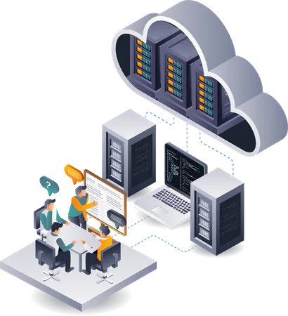 Diskussion über Analysedaten von Cloud-Servern  Illustration