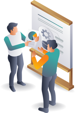 Diskussion über Geschäftswachstumsstrategien und Trends  Illustration