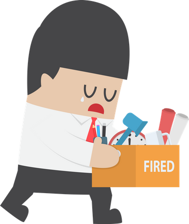 Dismissed businessman holding box  Illustration