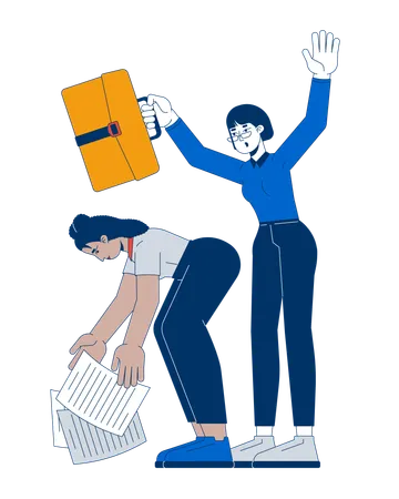 Disorganized employees diverse females  Illustration