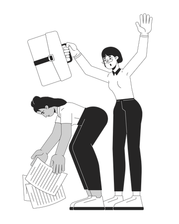 Disorganized employees diverse females  Illustration