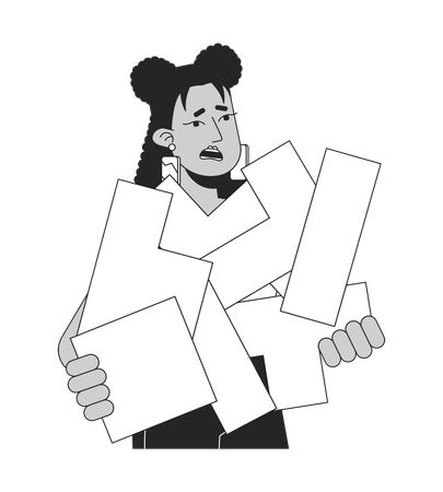 Disorganized woman with broken puzzle pieces  Illustration