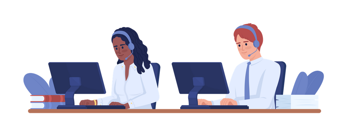 Dispatchers in call center  Illustration