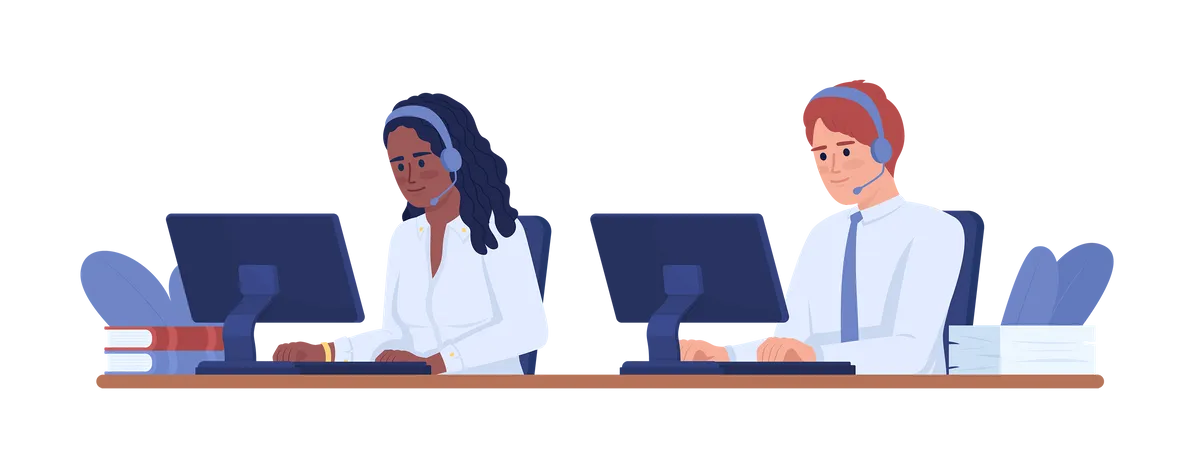 Dispatchers in call center  Illustration