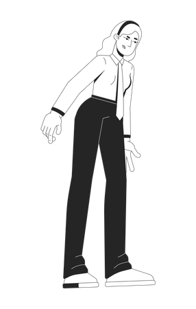 Displeased blonde businesswoman looking down in disappointment  Illustration