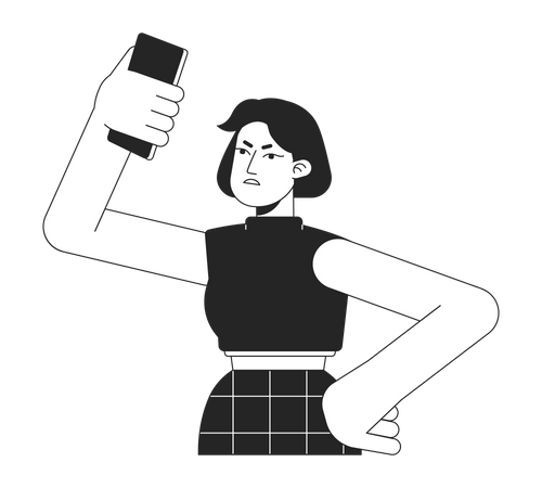 Displeased woman bringing phone up above head  Illustration