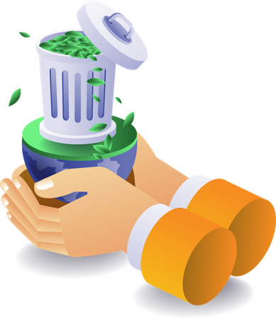 Disposing of rubbish in its place, eco green  Illustration