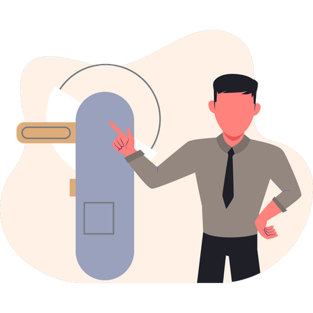 Homme pointant un appareil de réparation  Illustration