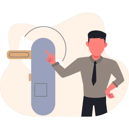 Homme pointant un appareil de réparation  Illustration