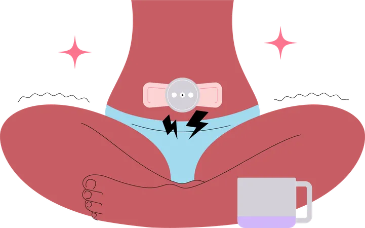 Appareil de soulagement des douleurs menstruelles.  Illustration