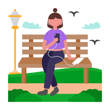 Dispositivos de carregamento para meninas com carregador portátil  Ilustração