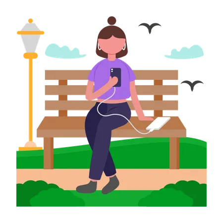 Dispositivos de carregamento para meninas com carregador portátil  Ilustração