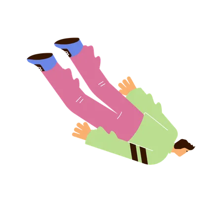 Disproportionate man floating in air  Illustration