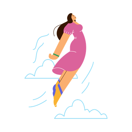 Disproportionate woman in flies up  Illustration
