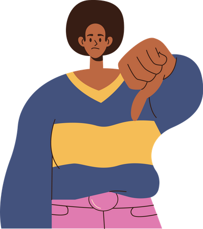 Dissatisfied woman showing thumbs down Illustration