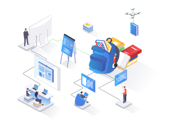 Distance education program, online learning  イラスト