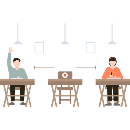 Distanciamento social na escola  Ilustração